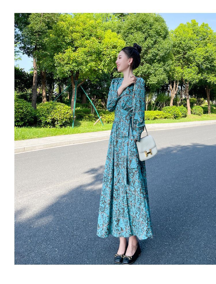 French-style Cinched Chiffon Maxi Dress