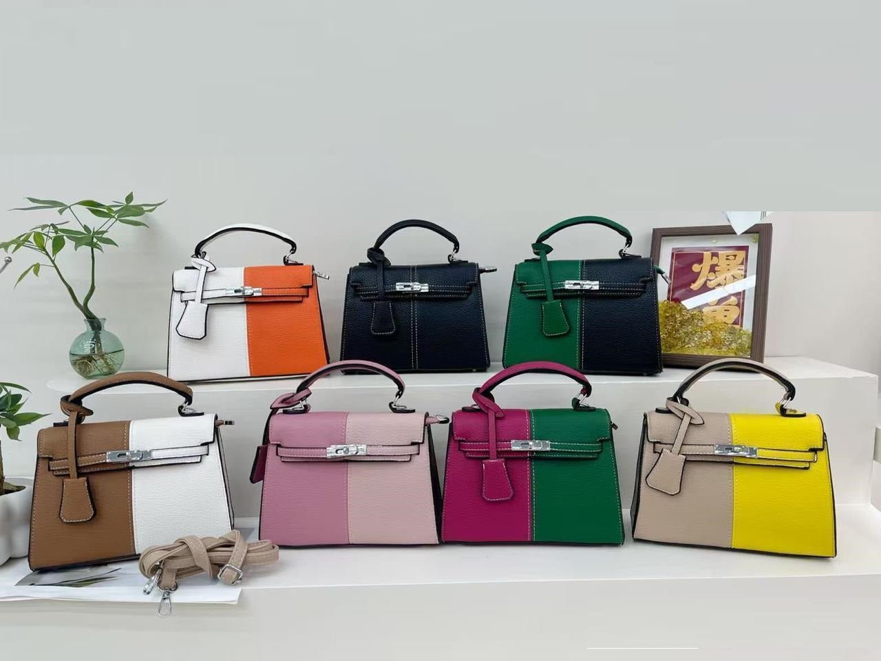 Color Block Mini Satchel Bag