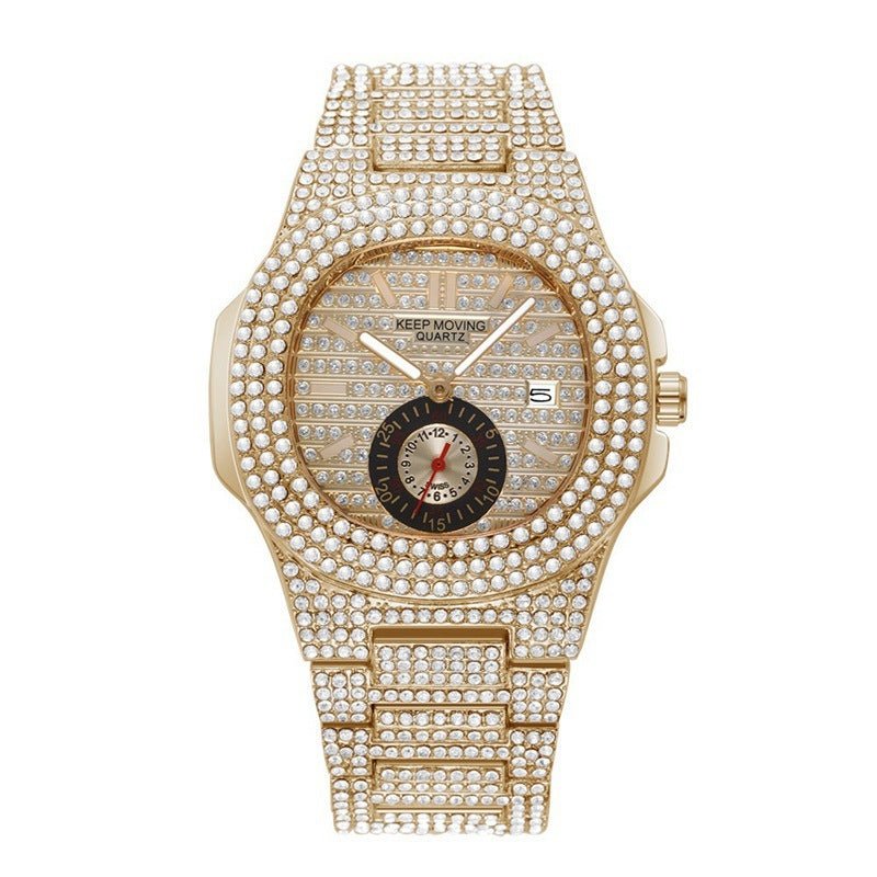 Watch Fashion And Fully-jeweled Calendar Quartz