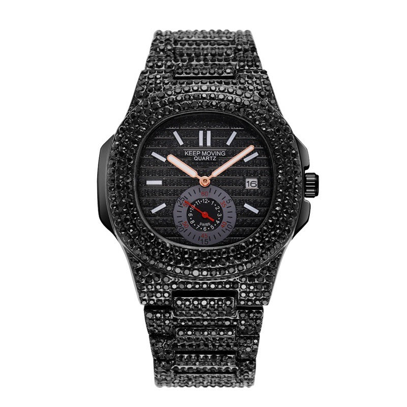 Watch Fashion And Fully-jeweled Calendar Quartz