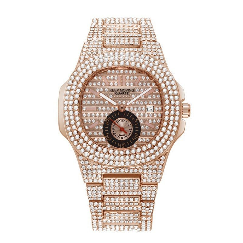 Watch Fashion And Fully-jeweled Calendar Quartz