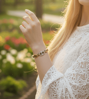 Crystal Link Hinged Bangle