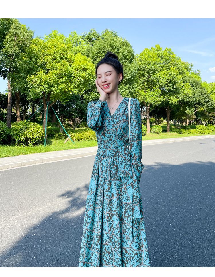 French-style Cinched Chiffon Maxi Dress