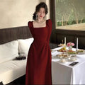 Red Longsleeve Dress Women's Formal GownRed SkirtMaxi