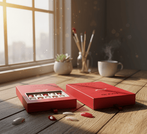 Febble - Classic Red with Gold Accent Press-On Nails