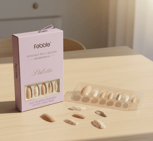 Febble - Nude Floral Gold Mix Press-On Nails