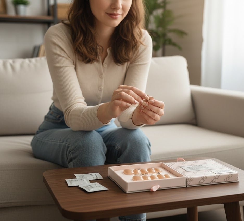 Febble - Nude Marble Swirl Press-On Nails