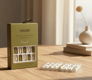 Febble - Olive Green & Silver Glam Press-On Nails