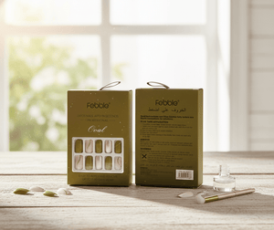 Febble - Olive Green & Silver Glam Press-On Nails