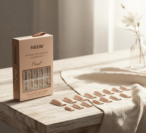 Febble - Oval Floral Matte Grey Press-On Nails