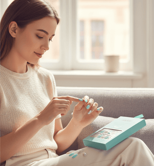 Febble - Oval Mint & Silver Glitter Press-On Nails