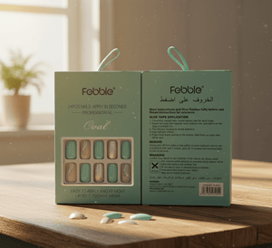 Febble - Oval Mint & Silver Glitter Press-On Nails