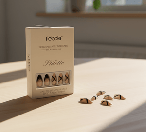 Febble - Stiletto Nude Black Cross Press-On Nails