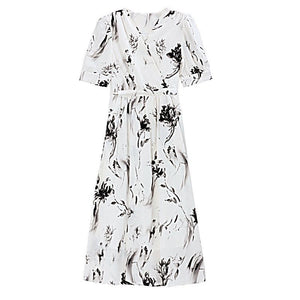 Floral French-style Figure-flattering Elegant Dress