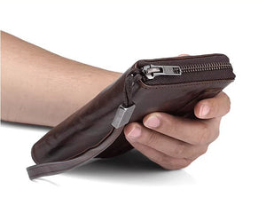 Men's Handmade Sheepskin Retro Long Wallet