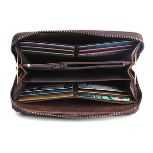 Men's Handmade Sheepskin Retro Long Wallet