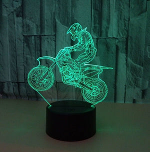 New Style Motorcycle 3D Lamp Seven Color Visual Stereoscopic Lamp LED Gradual Change Touch Remote Control Visual Lamp 3D Desk Lamp