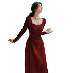 Red Longsleeve Dress Women's Formal GownRed SkirtMaxi