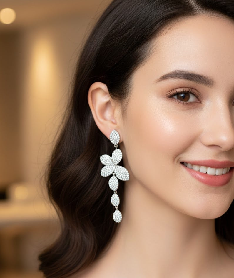 Crystal Bloom Drop Earrings