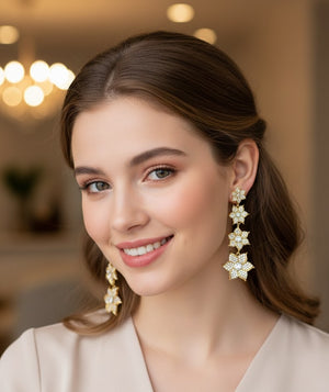 Crystal Rainfall Long Earrings