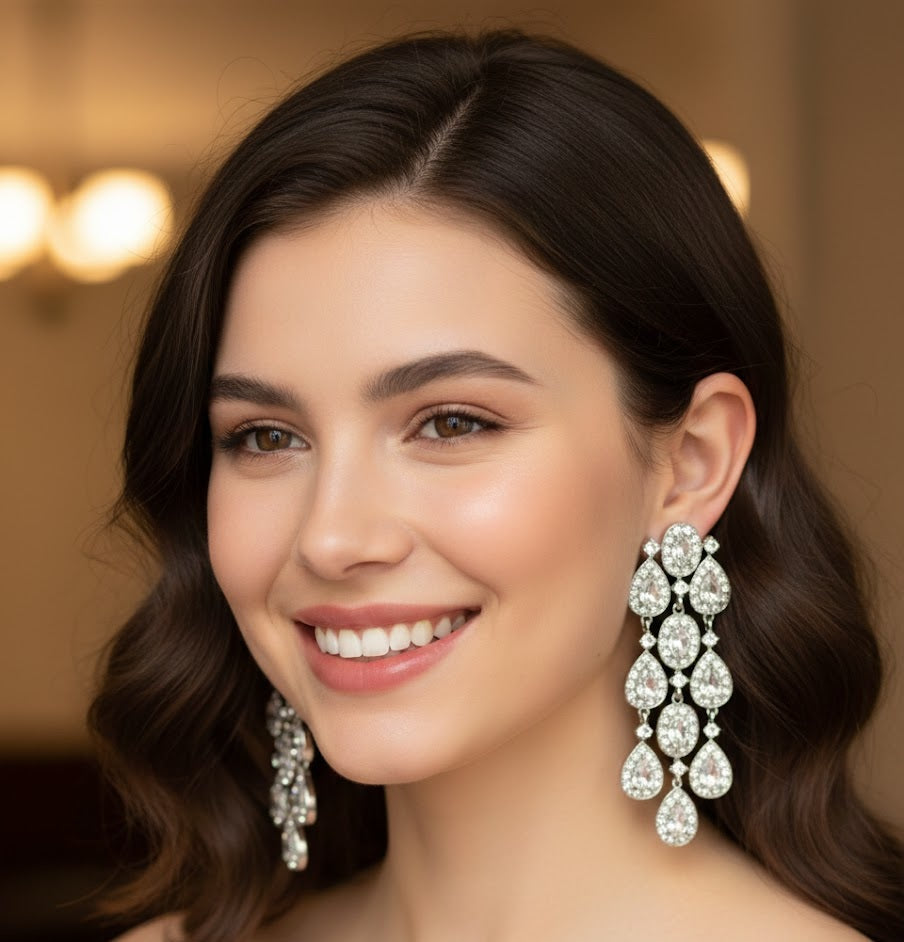 Petal Sparkle Statement Earrings